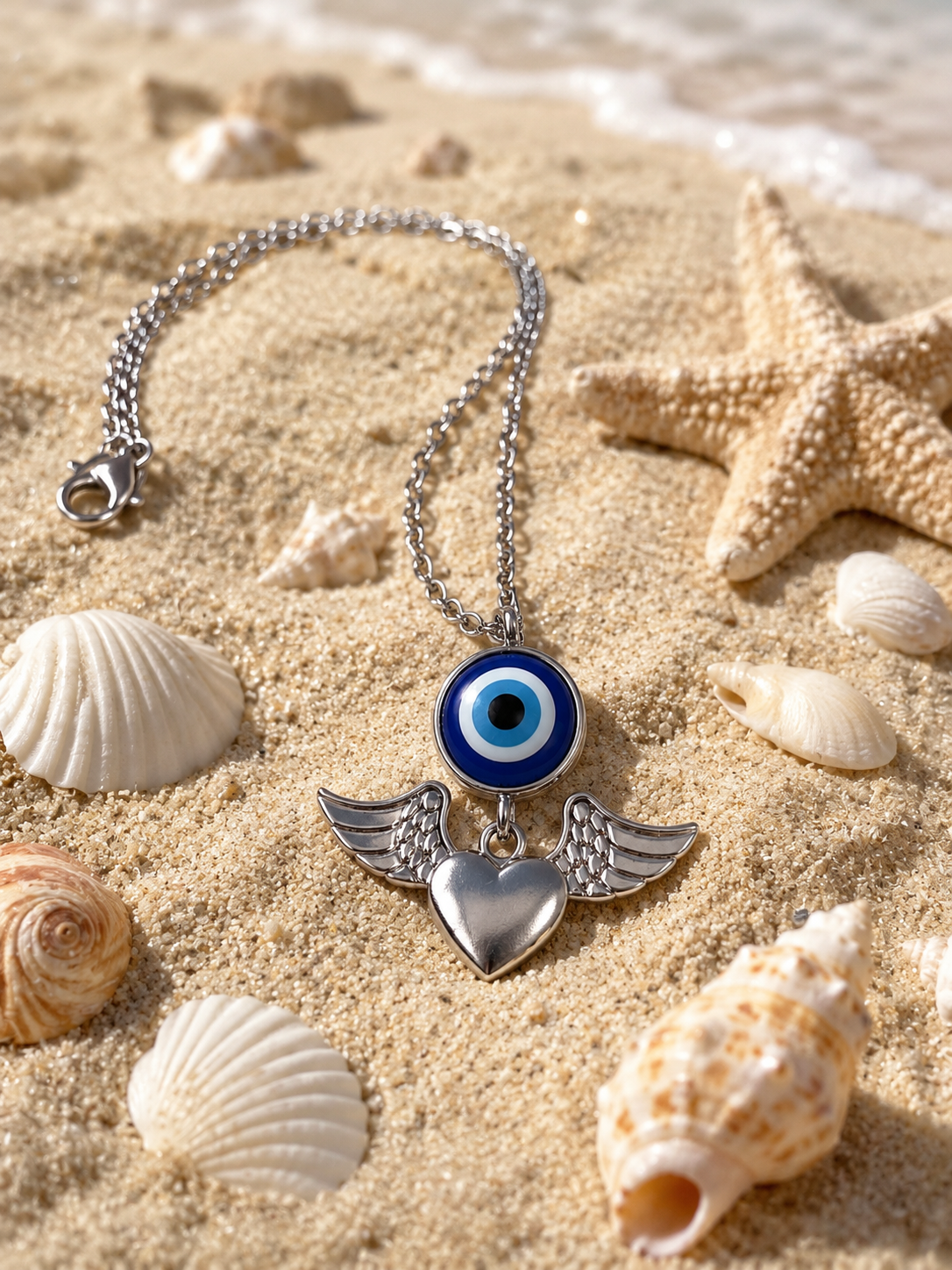 Angel Wings Evil eye Mirror charm - new car gift - Car accessories