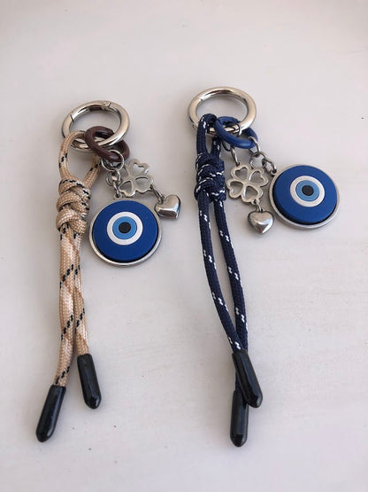 Clover Εvil Eye Bag Charm - Silicone evil eye charm - Stainless Bag Charm - Greek Gift