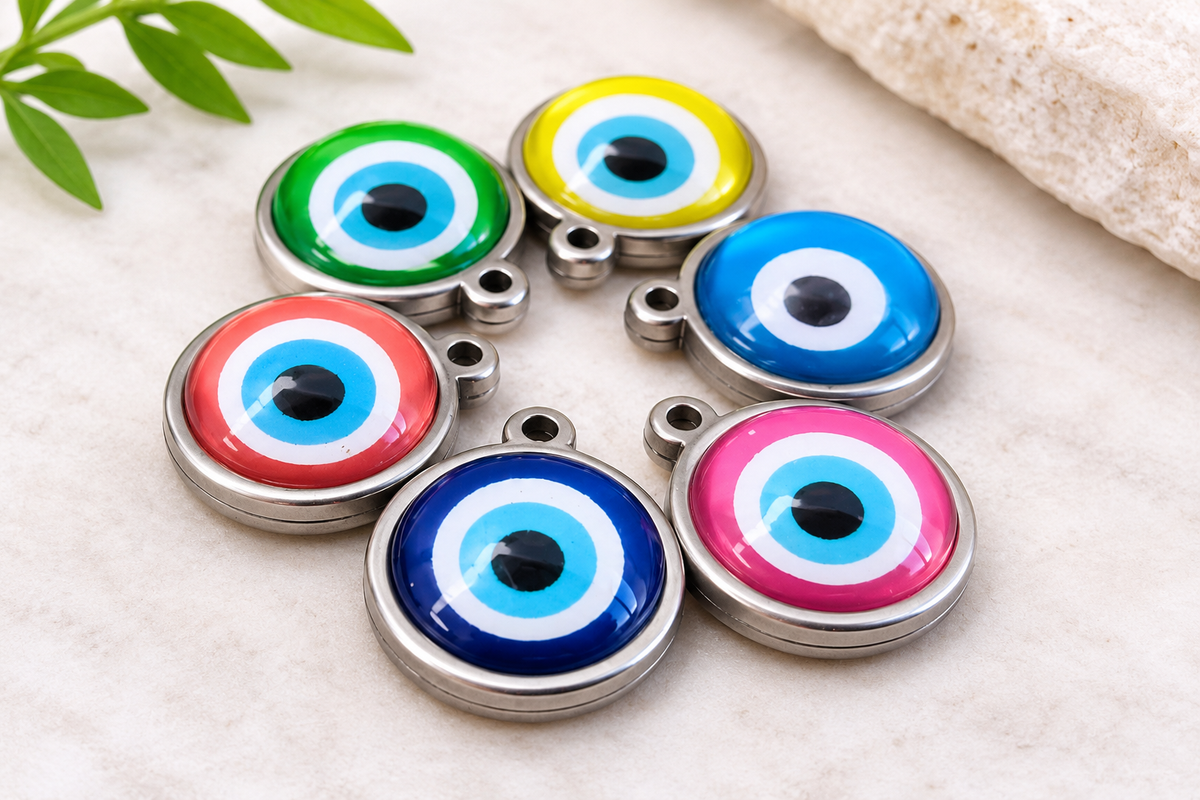 Glass Evil Eye Cat Collar Charm | Pet Accessory