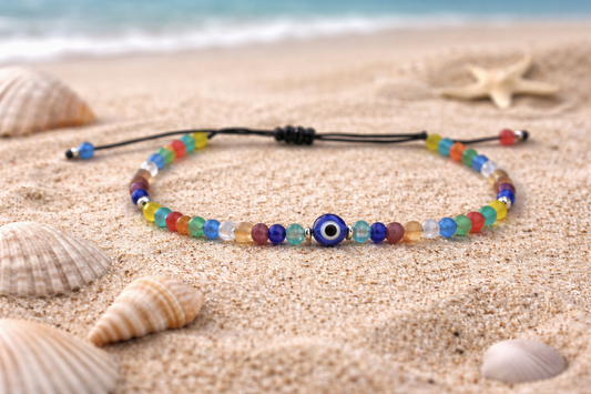 Bracelet Multicolore Oeil Bleu - Cadeau Femme - Cadeau pour Elle