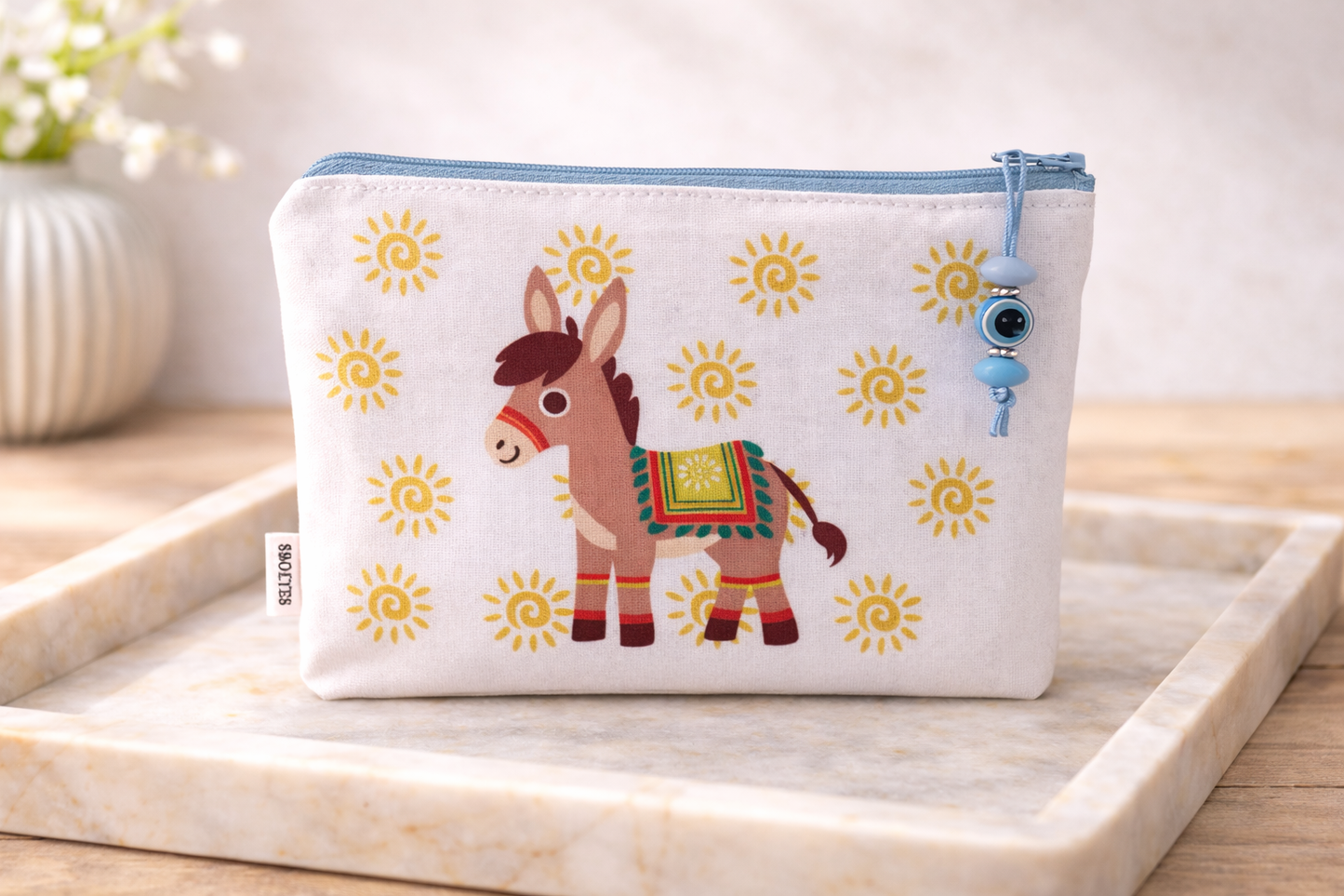 Pochette tissu avec symboles Grecs -  Fabriquée en Grèce