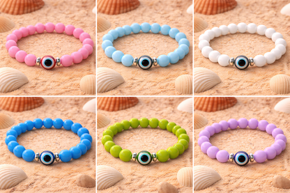 Evil Eye Bracelet Stretch - Acrylic Beaded Bracelet, Protection Bracelet for Women, Trendy Jewelry Gift