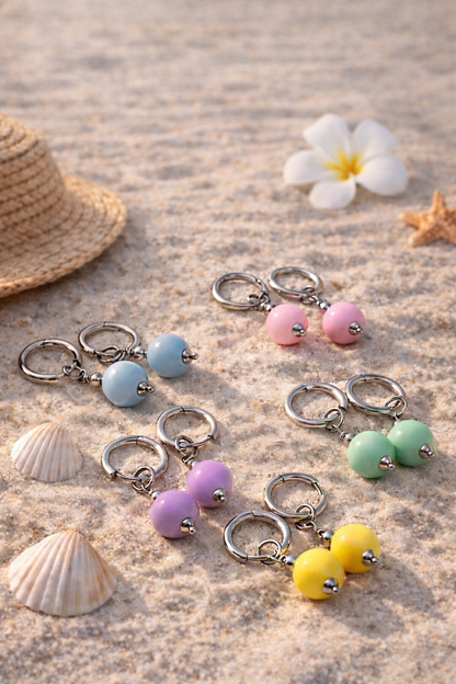 Summer Pastel Hoop Earrings with Acrylic Beads – 5 colors Available - Modern & Trendy Jewelry