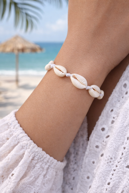 Cowrie Shell Adjustable Bracelet - Beach bracelet - Gift for Her