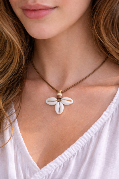 Cowrie FLower Shell Necklace - Beach Shell Necklace