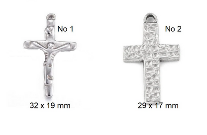 Wooden Rosary Car Charm - Stainless Steel Cross, Rearview Mirror Accessory