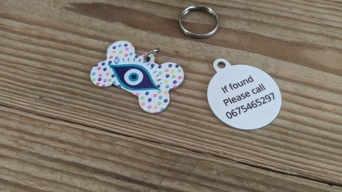 Medaillon Os Oeil Bleu Pour Chien 