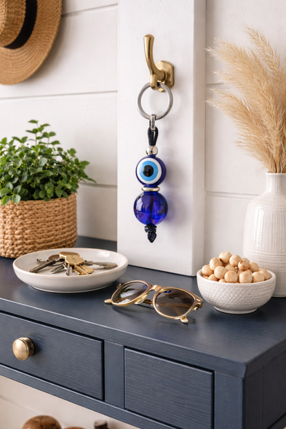 Greek Evil Eye Keychain – Lucky Charm Keyring – Protection Bag Charm Gift