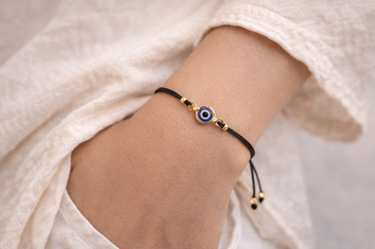 Tiny Gold Plated Evil Eye Bracelet | Protection Jewelry for Her