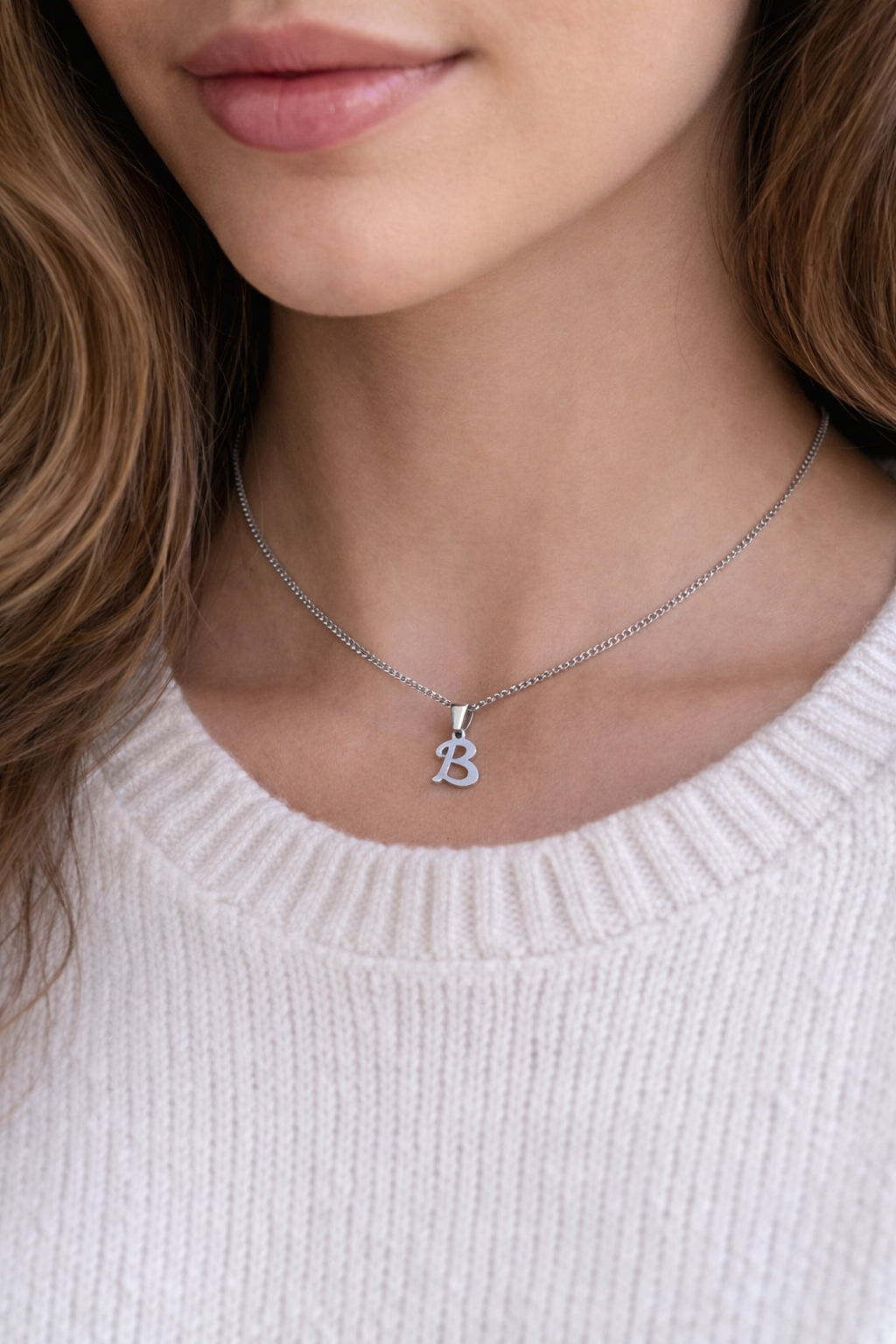 Collier Initial Femme en Acier Inoxydable