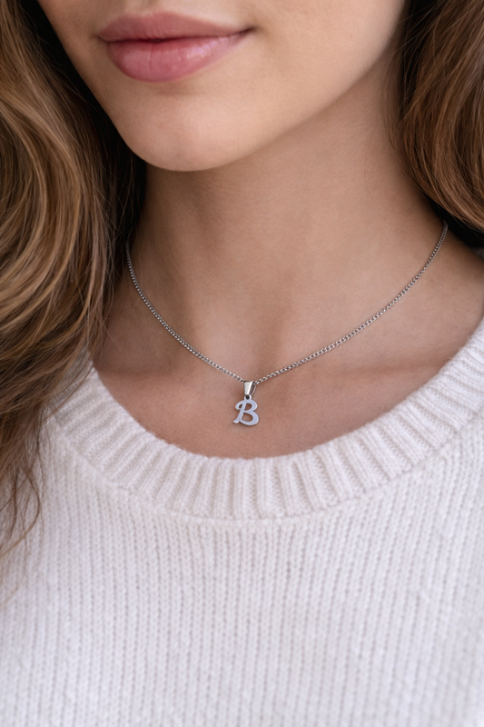 Initial necklace - Letter Charm - Stainless Steel Jewelry - Gift for Her