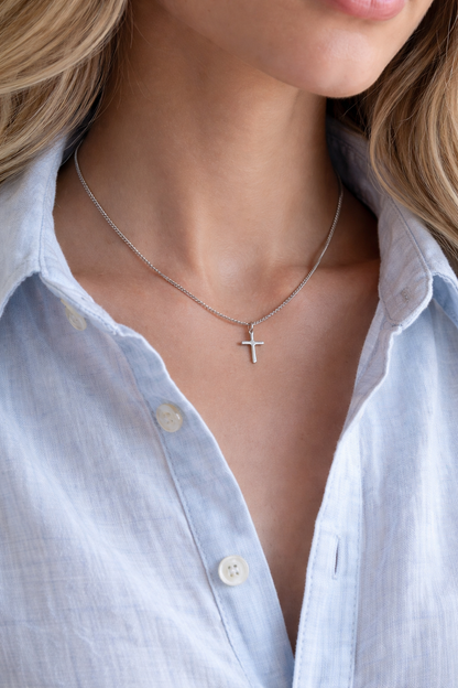 Minimalist Stainless Steel Cross Necklace - Dainty Faith Jewelry for Women