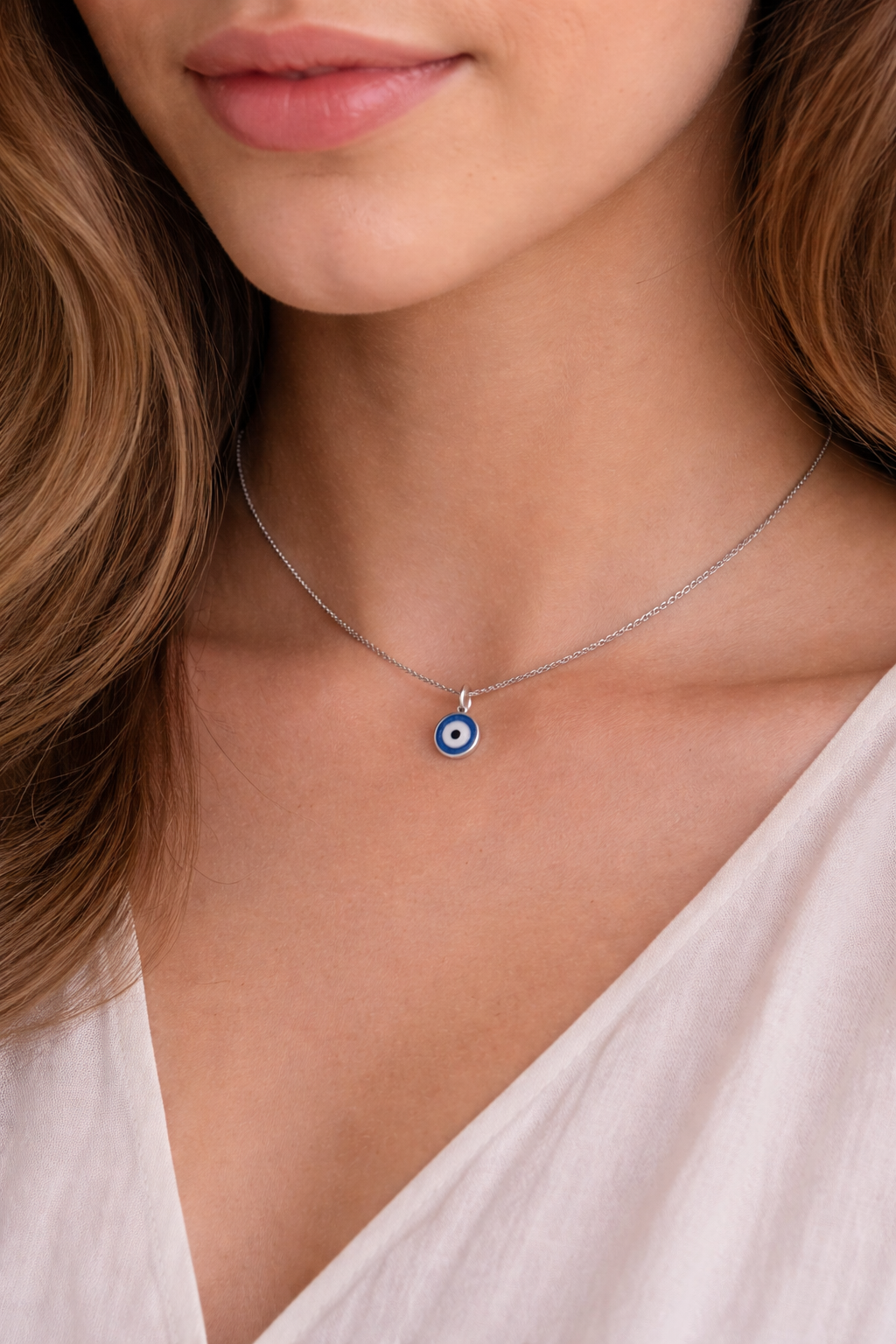 Tiny Evil Eye Necklace - Stainless jewelry - Gift for her - Tiny jewelry - Greek Gift