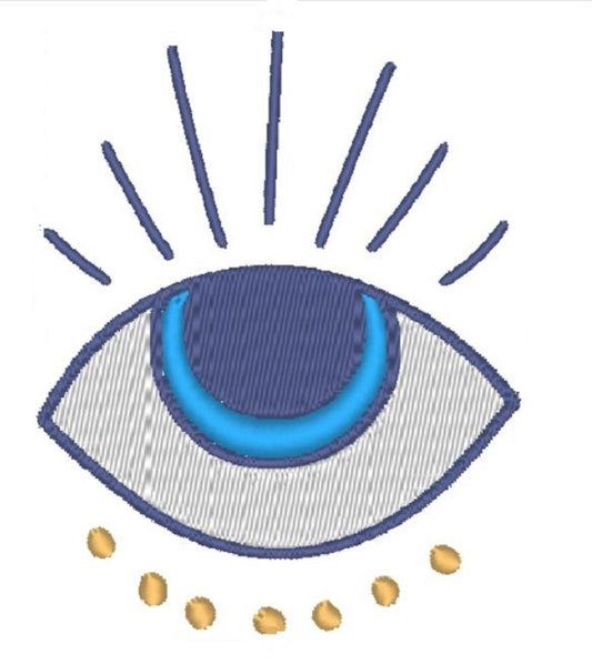 Greek Key Evil Eye Machine Embroidery Design - Digital Embroidery File
