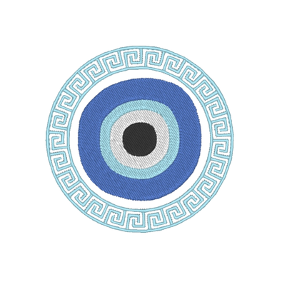 Greek Key Evil Eye Machine Embroidery Design - Digital Embroidery File