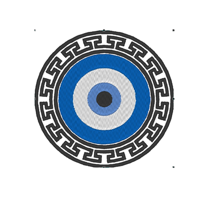 Broderie numérique Oeil Bleu & Motif Grec – Téléchargement instantané