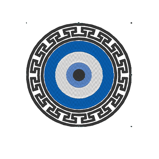 Greek Key Evil Eye Machine Embroidery Design - Digital Embroidery File