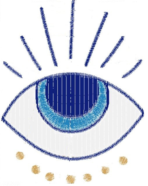 Greek Key Evil Eye Machine Embroidery Design - Digital Embroidery File