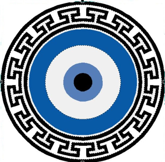 Greek Key Evil Eye Machine Embroidery Design - Digital Embroidery File