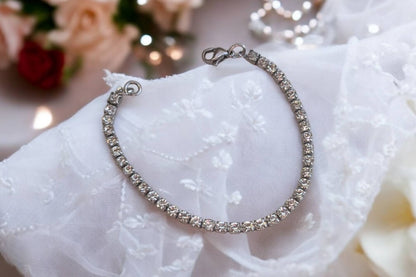 Tennis Style bracelet - stainless steel Jewlery - Gift for her - Bridesmaid diamond bracelet