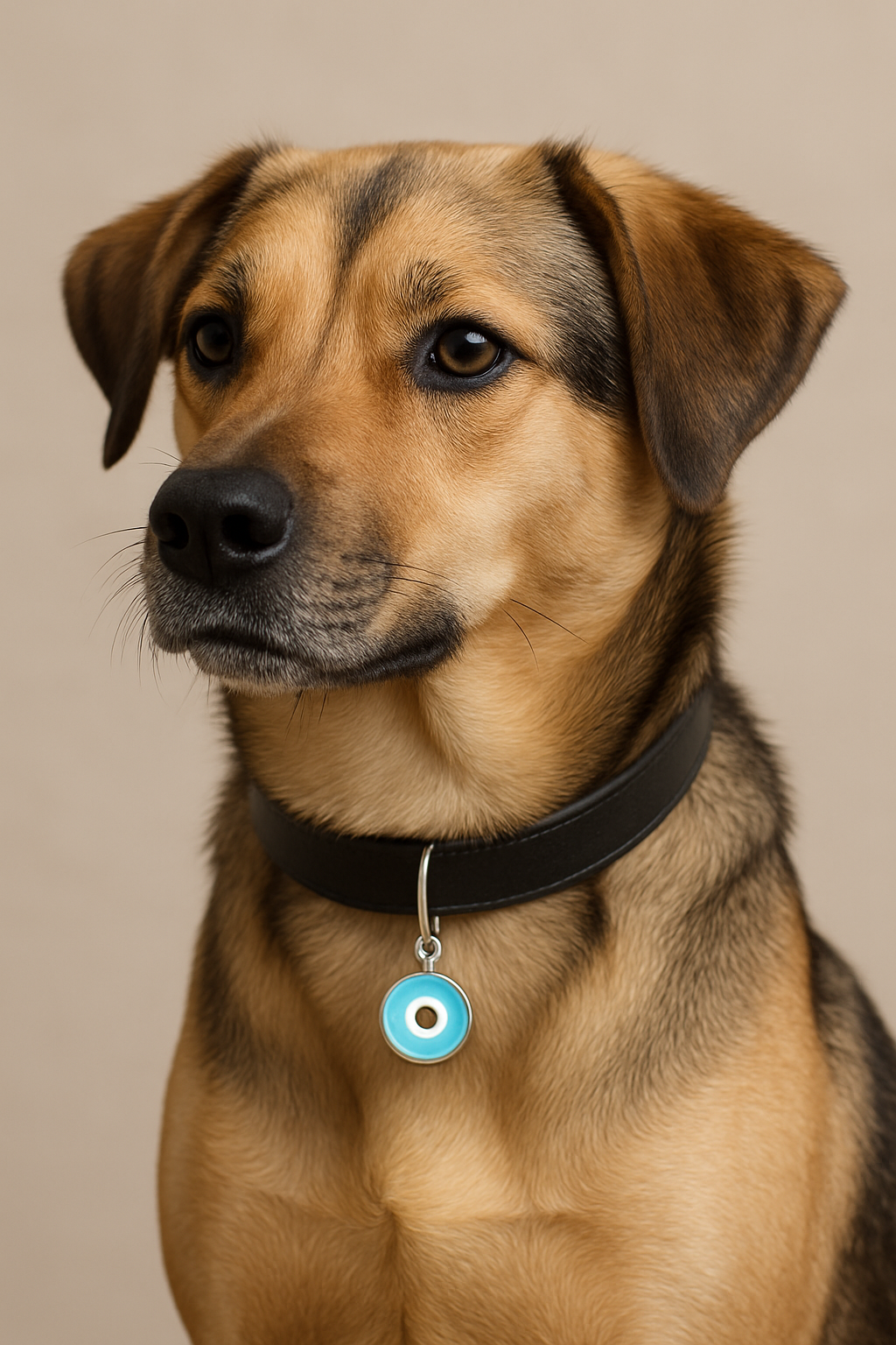 Médaillon Oeil Grec Protecteur pour Chien - Rose & bleu pastel