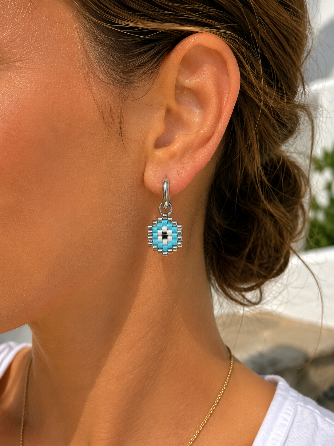 Miyuki Evil Eye Hoop Earrings