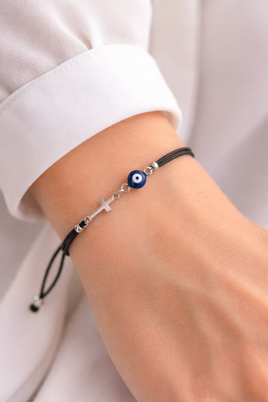 Bracelet Blue Evil Eye Cross - Bijoux grecs - Cadeau pour elle