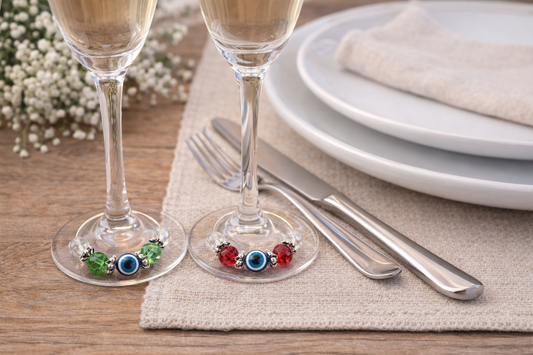 Evil Eye Party Glass Charms - Set of 6 - Table Decoration