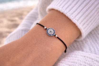 CZ Evil Eye Bracelet - Adjustable Bracelet - Protection Jewelry
