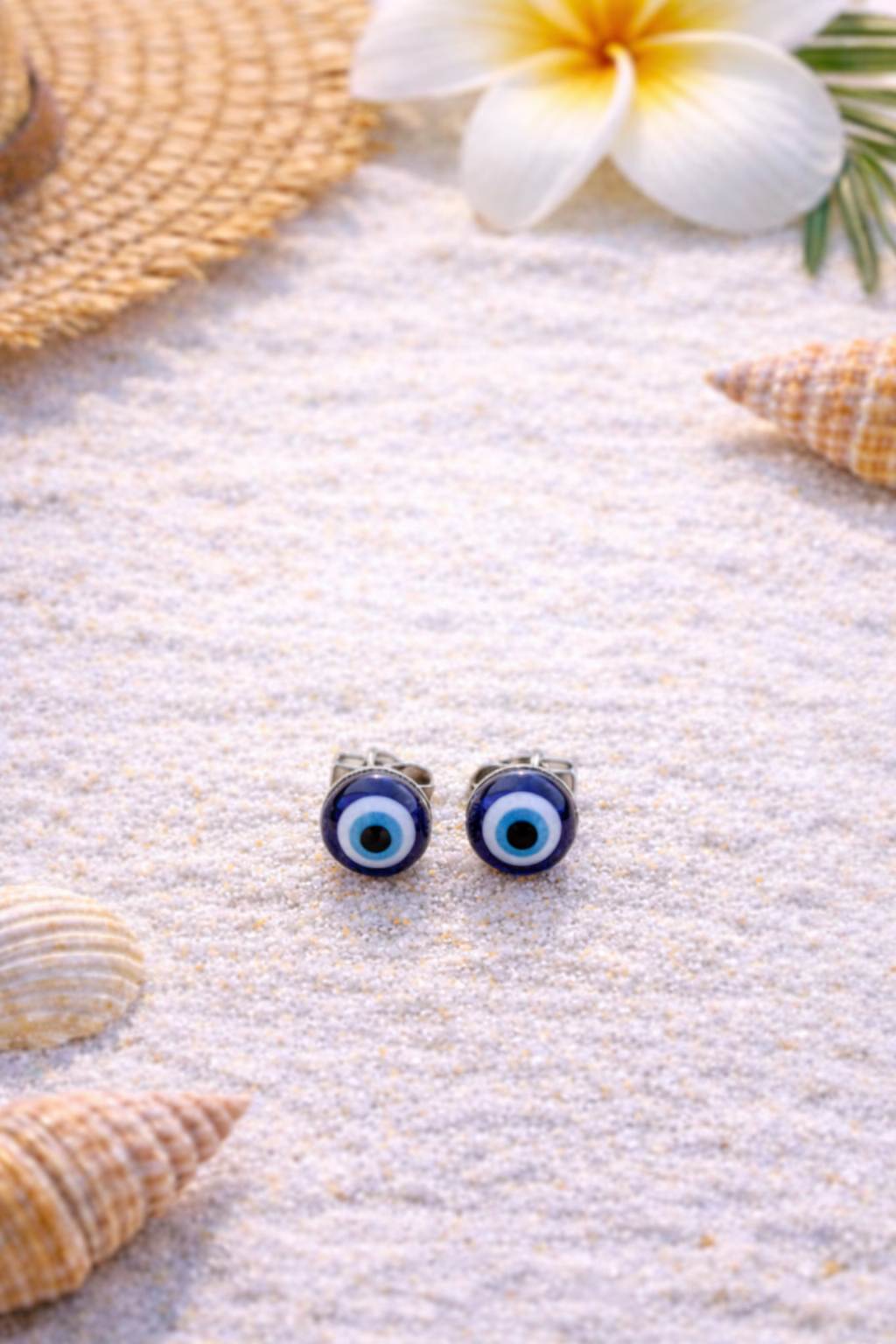 Boucles d’Oreilles Clous Oeil bleu en Acier Inoxydable 