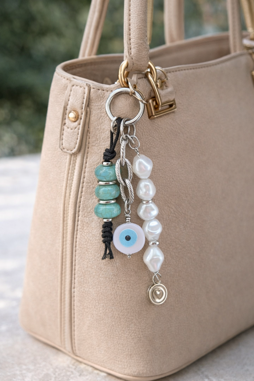 Bijou de sac Peace & Love - Oeil Bleu Porte Bonheur - Accessoire de sac