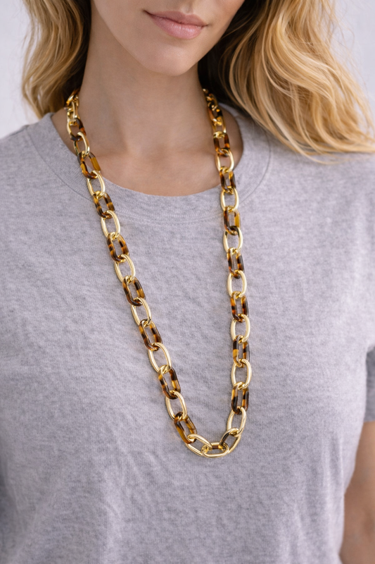 Collier Acrylique Imprimé Léopard - Bijoux Boho