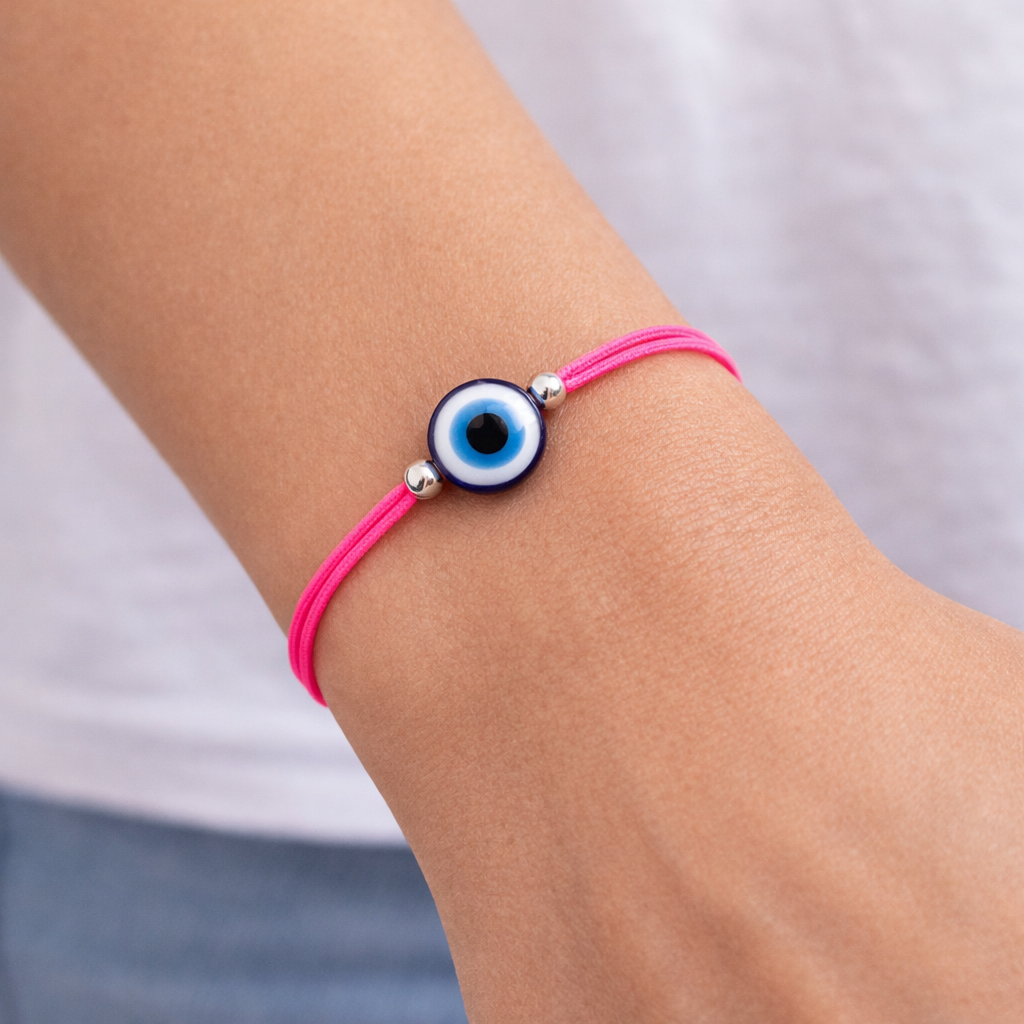 Neon Pink Evil Eye Bracelet - Good Luck Bracelet - Gift For Her