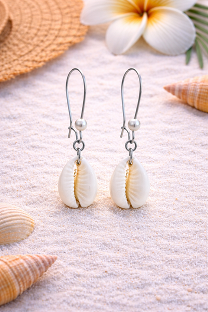 Boucles d’Oreilles Élégantes en Coquillage Cauri