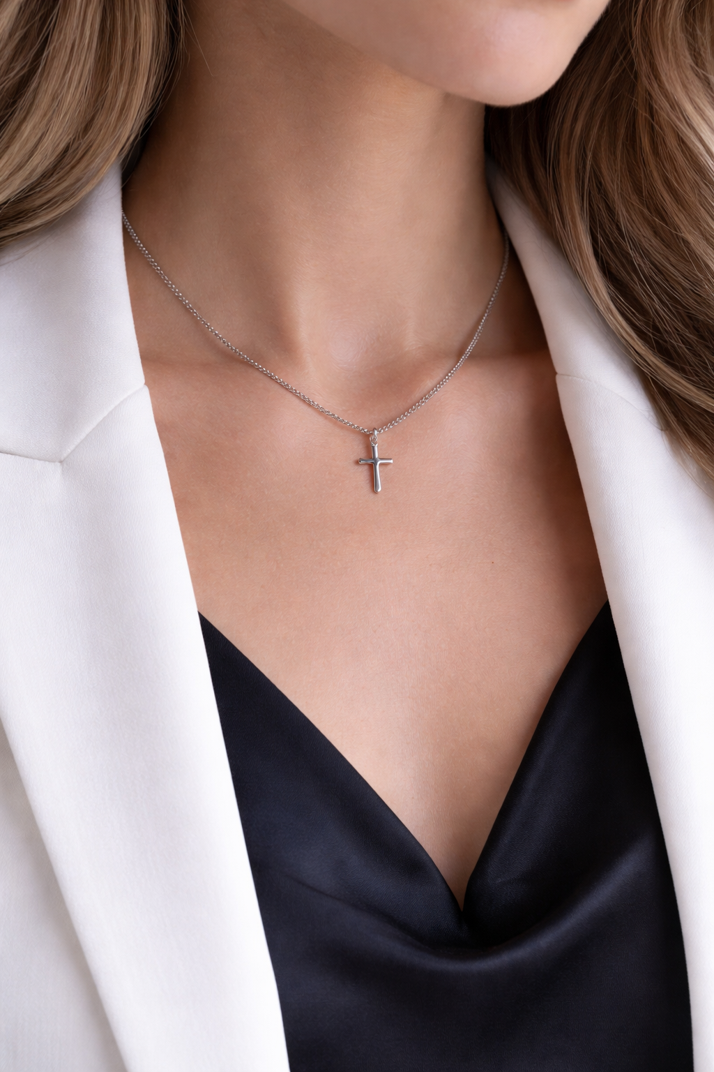 Minimalist Stainless Steel Cross Necklace - Dainty Faith Jewelry for Women