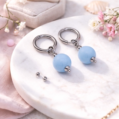 Summer Pastel Hoop Earrings with Acrylic Beads – 5 colors Available - Modern & Trendy Jewelry