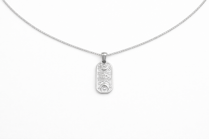 Stainless steel eye pendant necklace with a celestial design, symbolic minimalist jewelry gift for women.