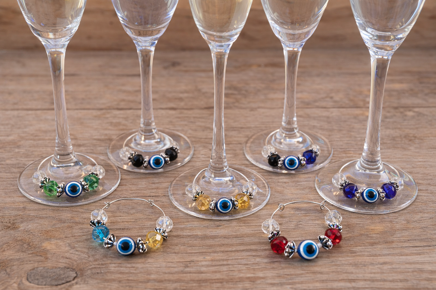 Decoration verres Oeil bleu - Ensemble de 6 - Décoration de table