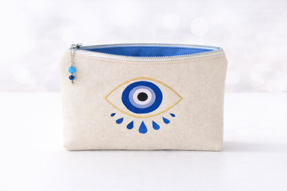 Pochette en tissu Oeil Bleu – Pochette brodée – Cadeau grec