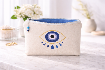 Pochette en tissu Oeil Bleu – Pochette brodée – Cadeau grec