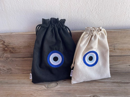 Pochette tissu oeil bleu – Souvenir grec