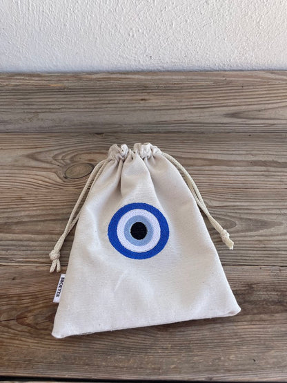Pochette tissu oeil bleu – Souvenir grec