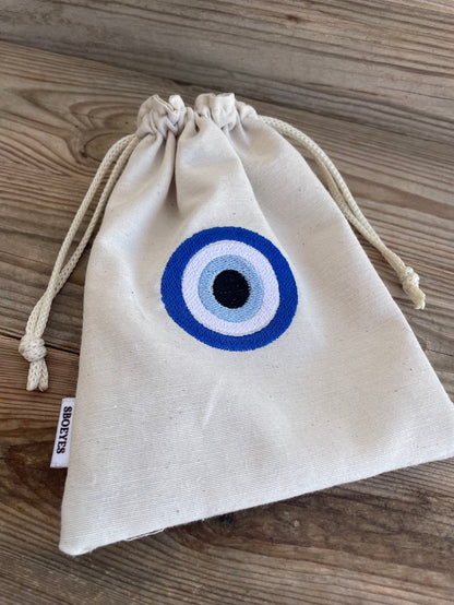 Pochette tissu oeil bleu – Souvenir grec
