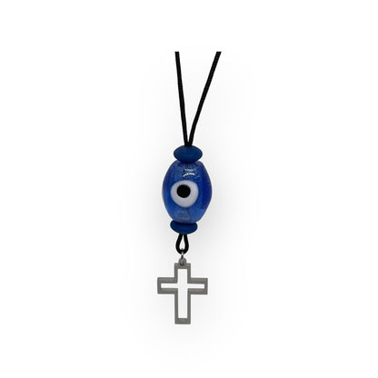 Evil Eye Cross Rearview Charm - XXL Evil Eye Bead - New Driver Gift