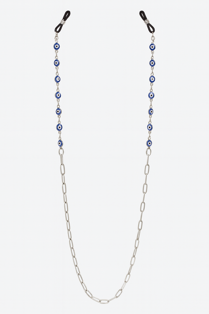 Collier Porte-Lunettes Oeil Bleu – Chaîne en Acier Inoxydable - Chaîne Lunettes Femme