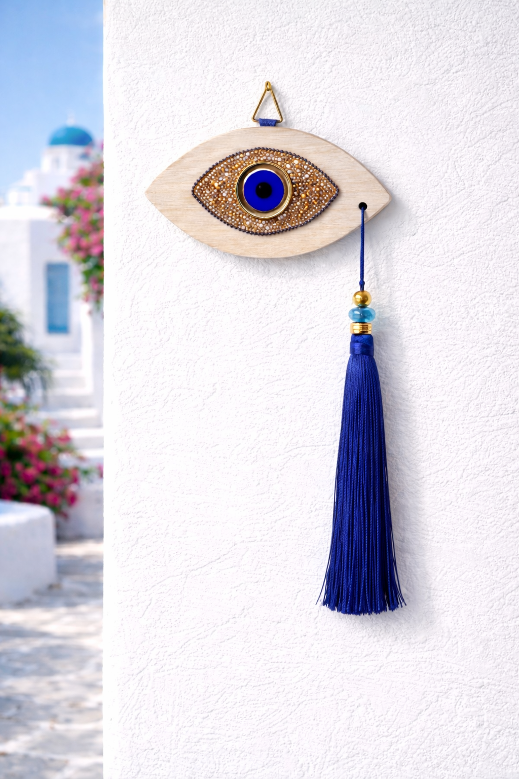 Oeil en bois – Suspension murale ou décoration de table - Idée cadeau - Protection de la Maison