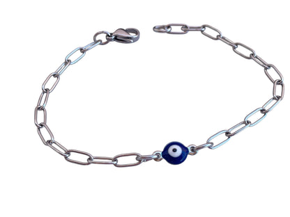 Bracelet Oeil Bleu en Acier Inoxydable – Protection & Élégance