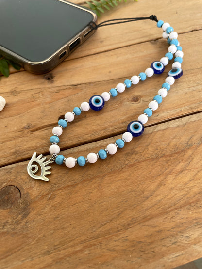 Evil Eye Phone Strap - Phone Holder - Beaded cellphone charm