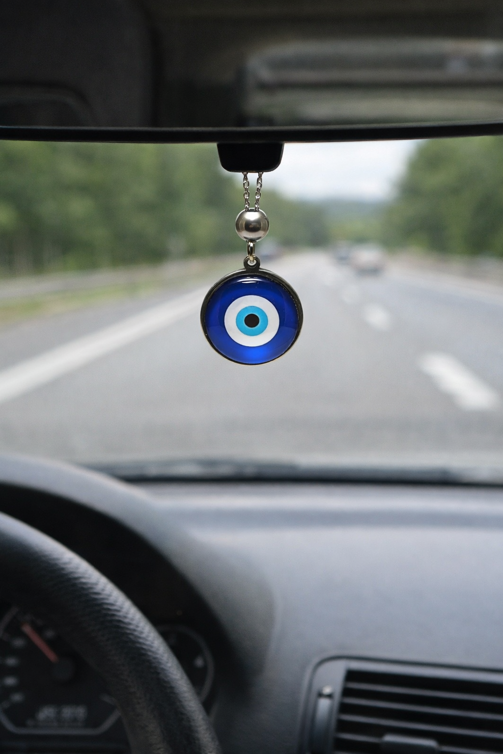 Evil Eye Mirror Car Charm - Car Protection - Stainless Steel Car Charm