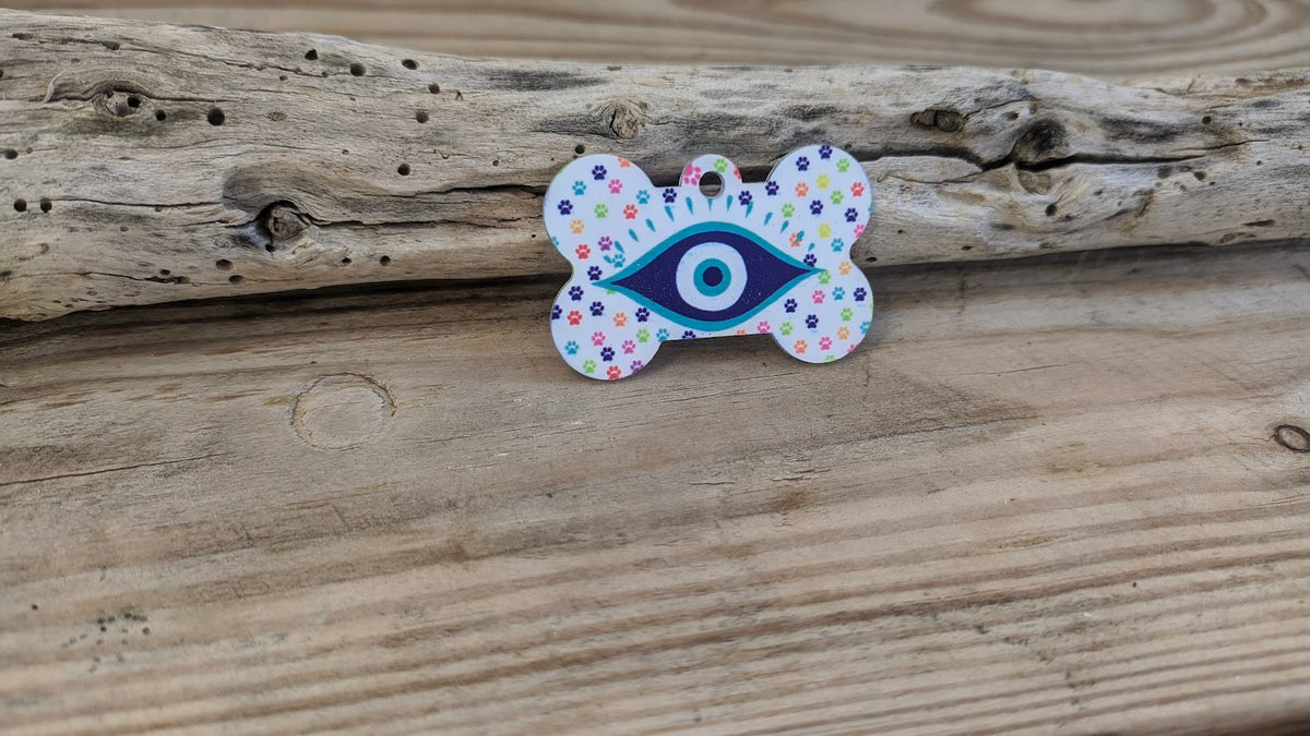 Medaillon Os Oeil Bleu Pour Chien 